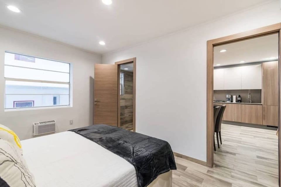 Queen-size bed with hotel-quality linens
