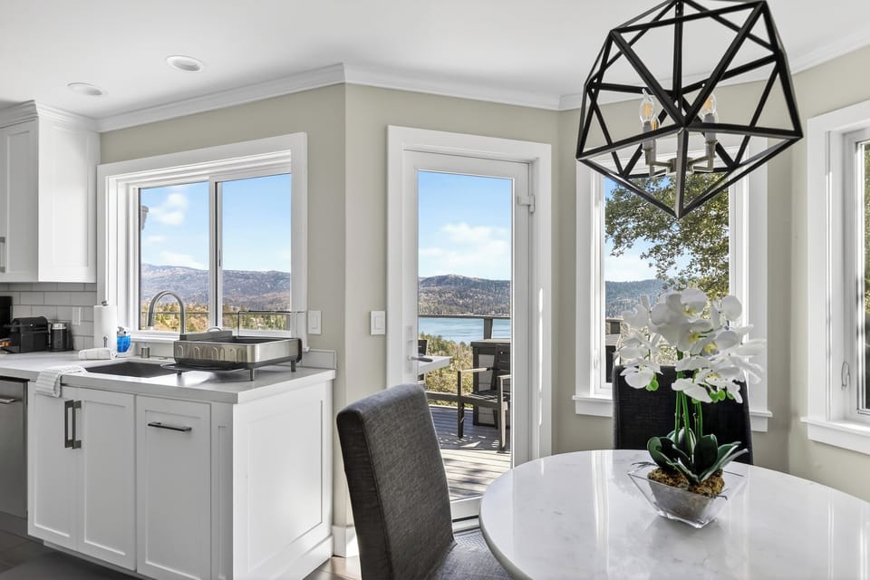 Dining space with scenic outlook.