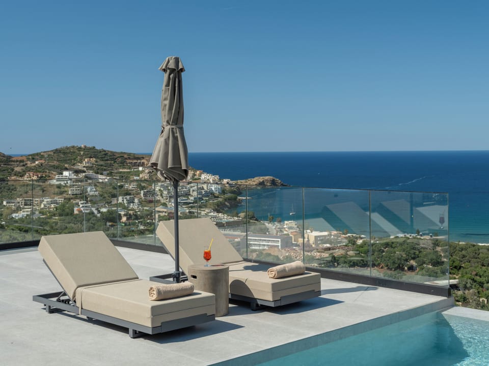 Enjoying the view with a cocktail