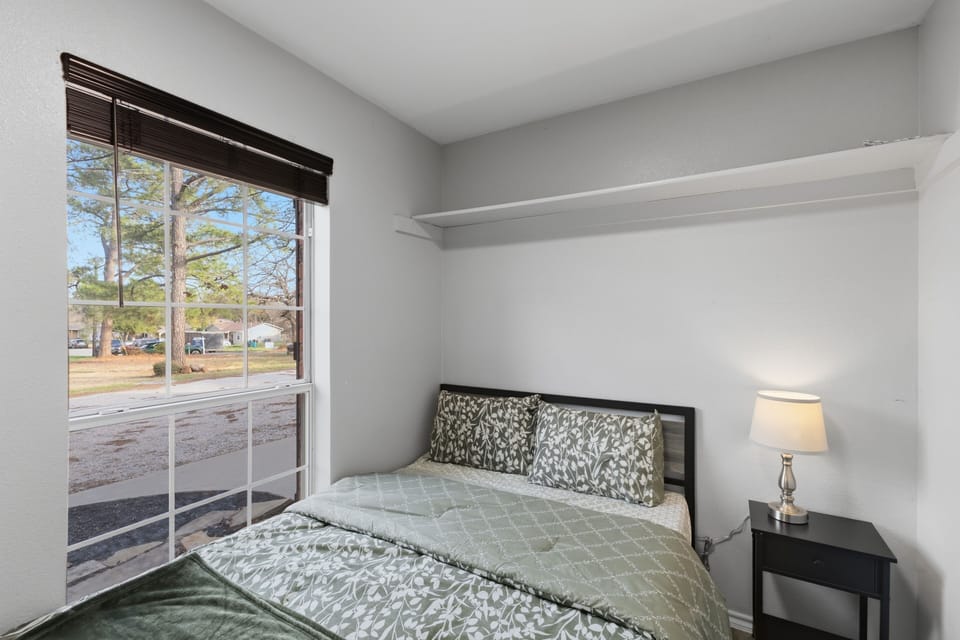 Lamp, Indoors, Bed, Furniture, Transportation