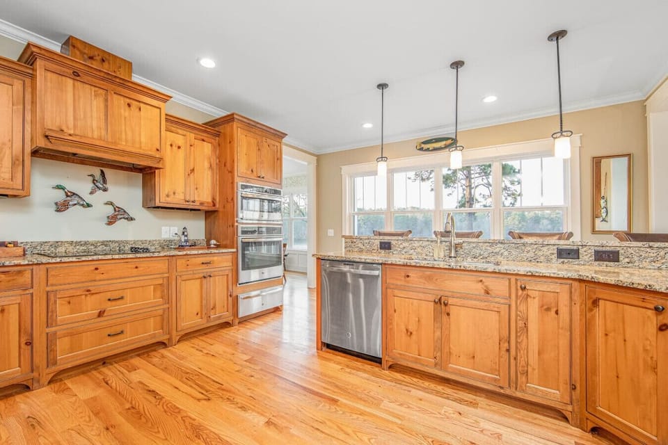 The fully equipped kitchen has all the conveniences of home and then some
