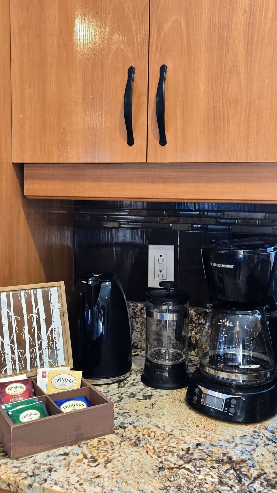 Start your day with a kettle, drip coffee maker, and french press