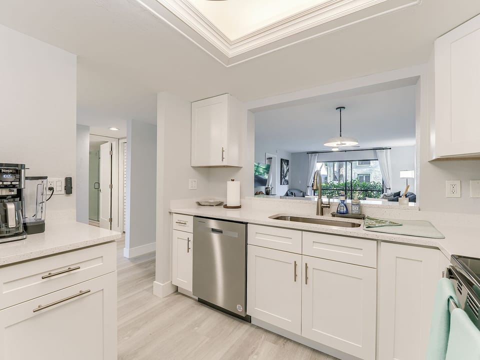 Kitchen View into Living Area