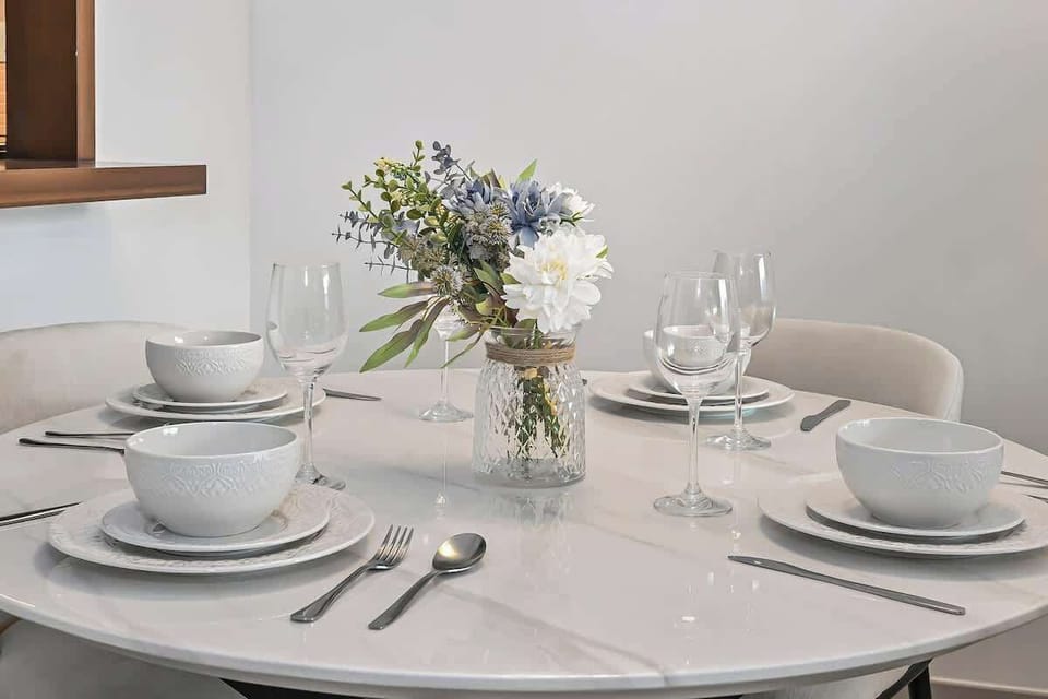 4-seater dining table—perfect for dinner, takeout, or a work session