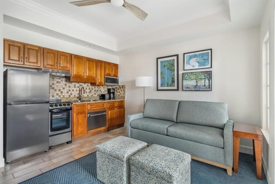 Enjoy easy meals in the fully equipped kitchen steps away.