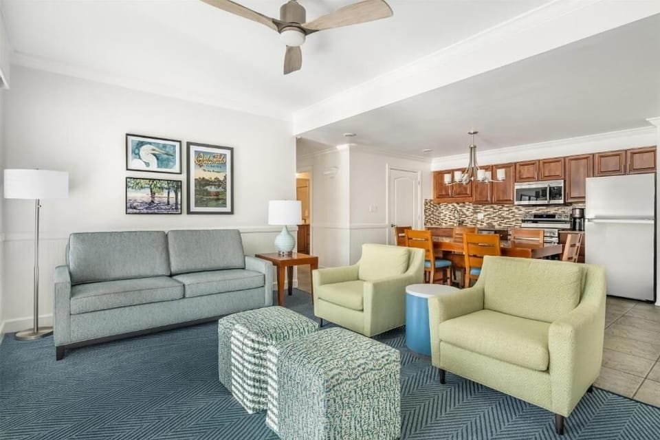 Relax together in the open-plan living space after adventures.