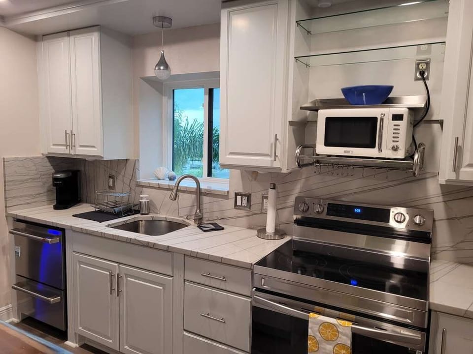 Fully equipped kitchen with modern appliances