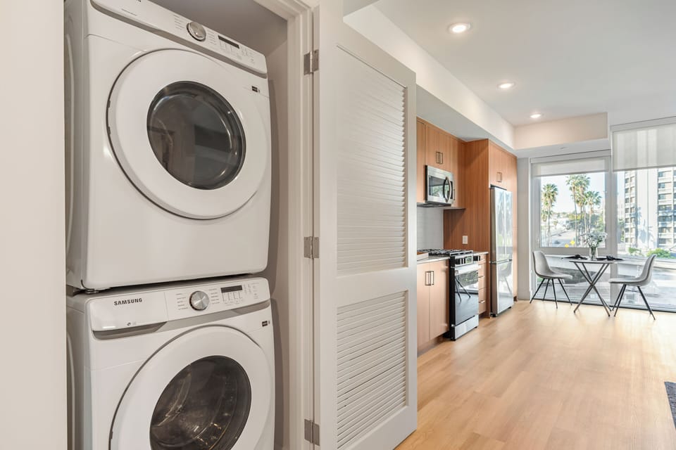 Enjoy the ultimate convenience with a stacked, high-efficiency washer and dryer in every unit.