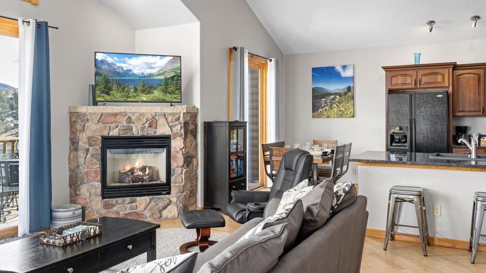 Relax by the fireplace after a day exploring the mountains