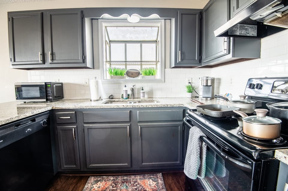 The lighting of the kitchen makes it easy to enjoy those slower mornings that don't require a lot of overhead lights on.