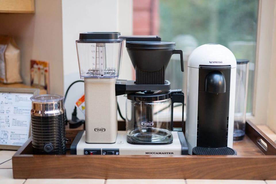 Premium coffee station for slow mornings or a quick cup before exploring.