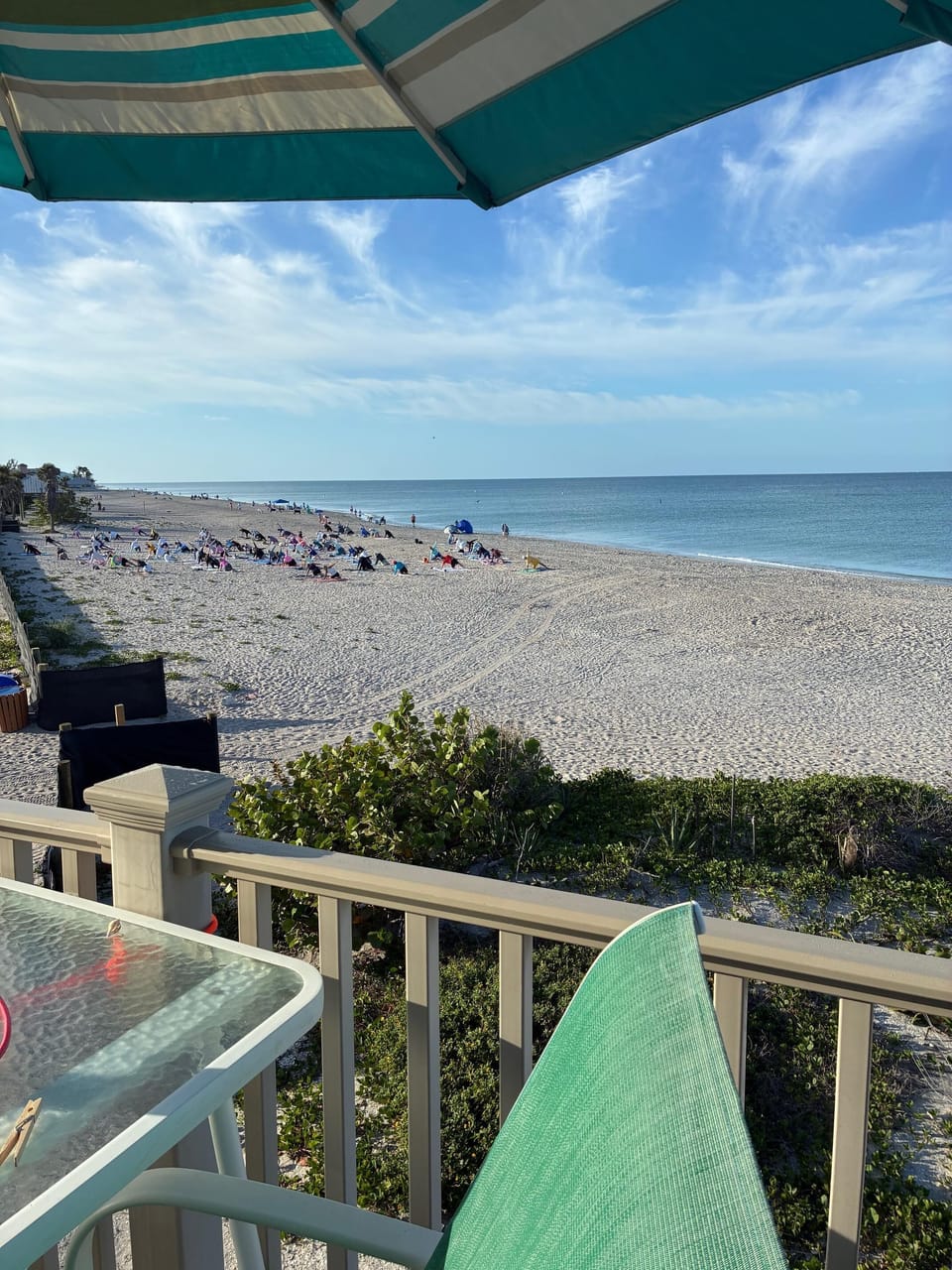 Morning Yoga on Beach from Balcony