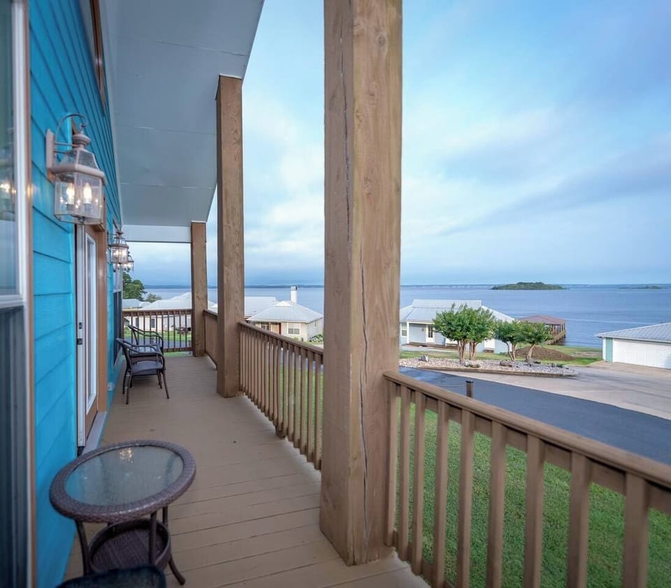 Elevated overlook of the waterfront property.  Ample gathering area to accommodate the whole group.