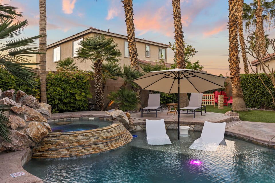 Ledge Loungers and Hot Tub