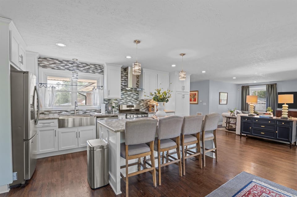 kitchen with bar seating for four