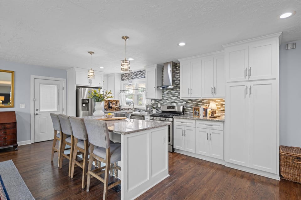 kitchen with bar seating for four