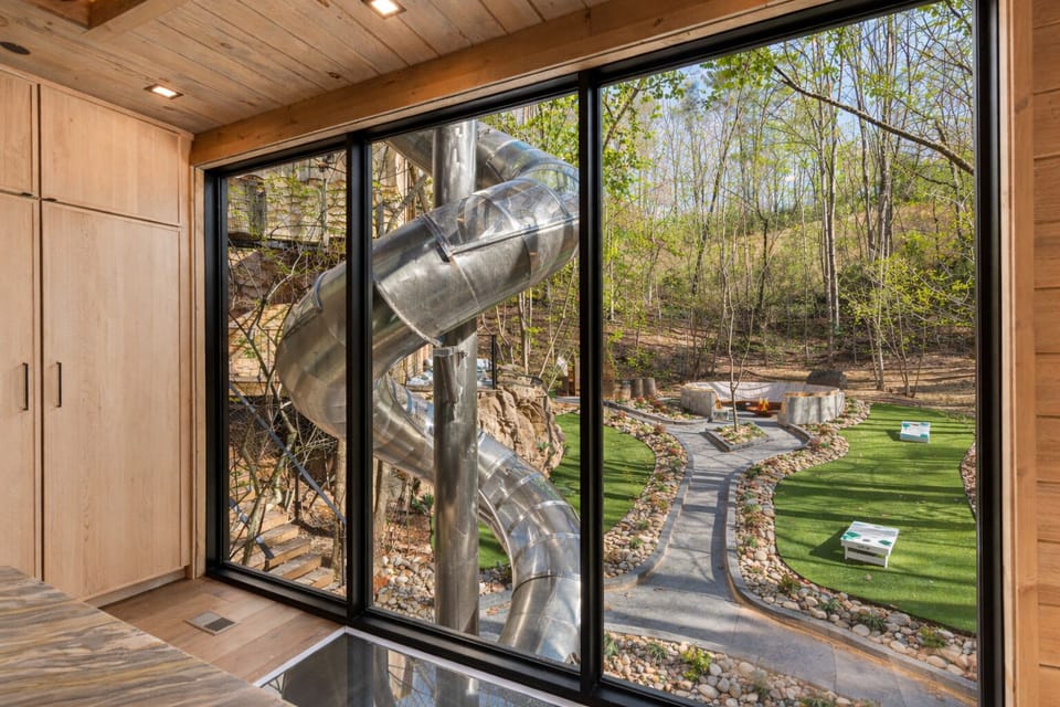 Watch the fun unfold through The Hideout's massive floor-to-ceiling windows.