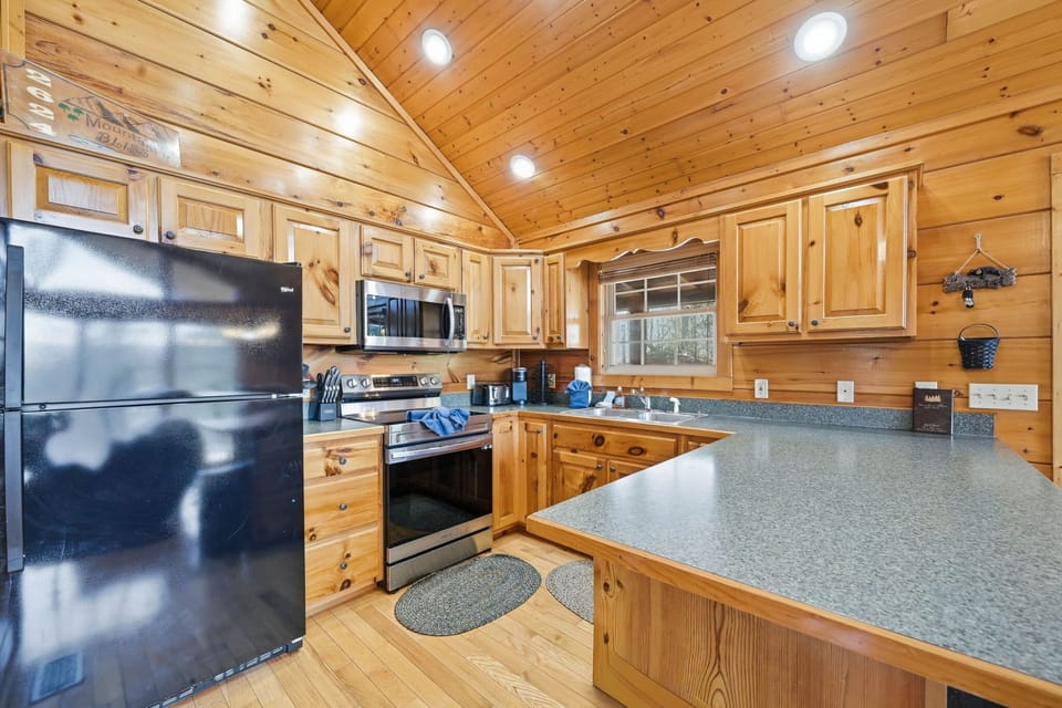 Modern appliances meet rustic charm