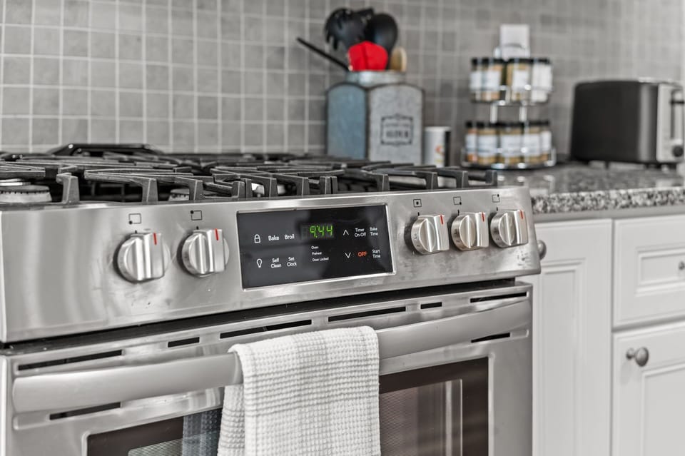 Gas range and oven.