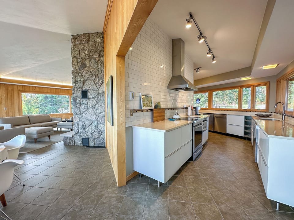 Kitchen leading into the living room.