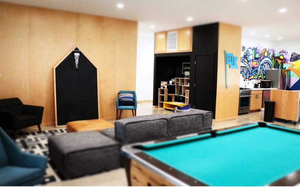 The BikeBarn is BaseCamp’s central gathering space. 