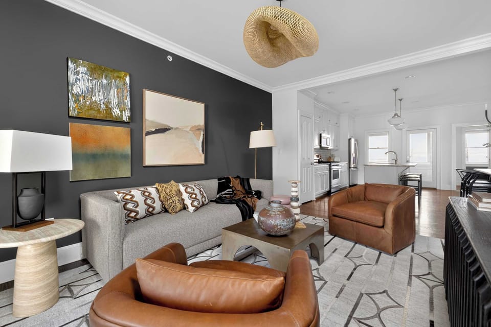 Relaxation, level: expert. Soft lighting, comfy couches, and all the space you need to kick off your shoes and unwind.