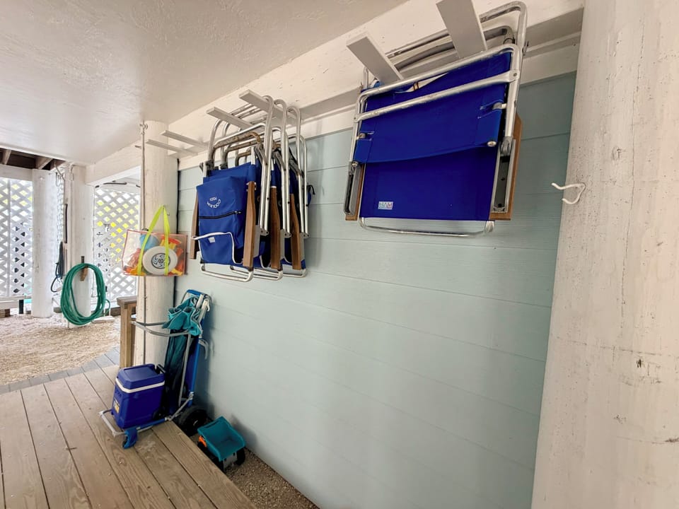 Beach Chairs, toys, umbrella, cooler 