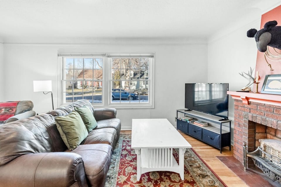 Living room with comfy furniture and smart TV