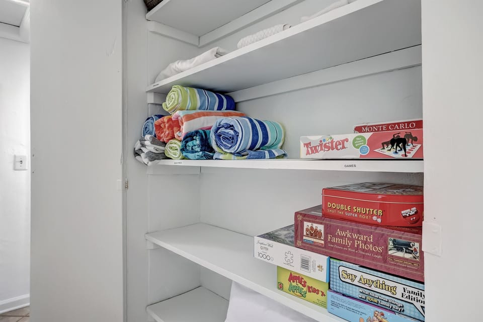 Games and extra beach towels available for guests.