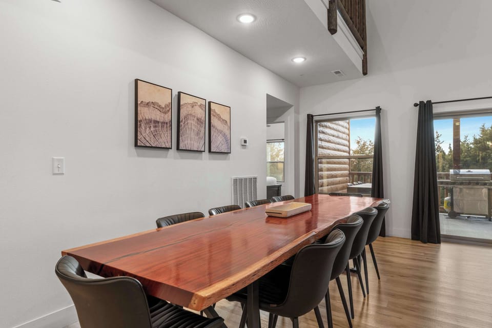 The long table allows for everyone to come together for a meal!