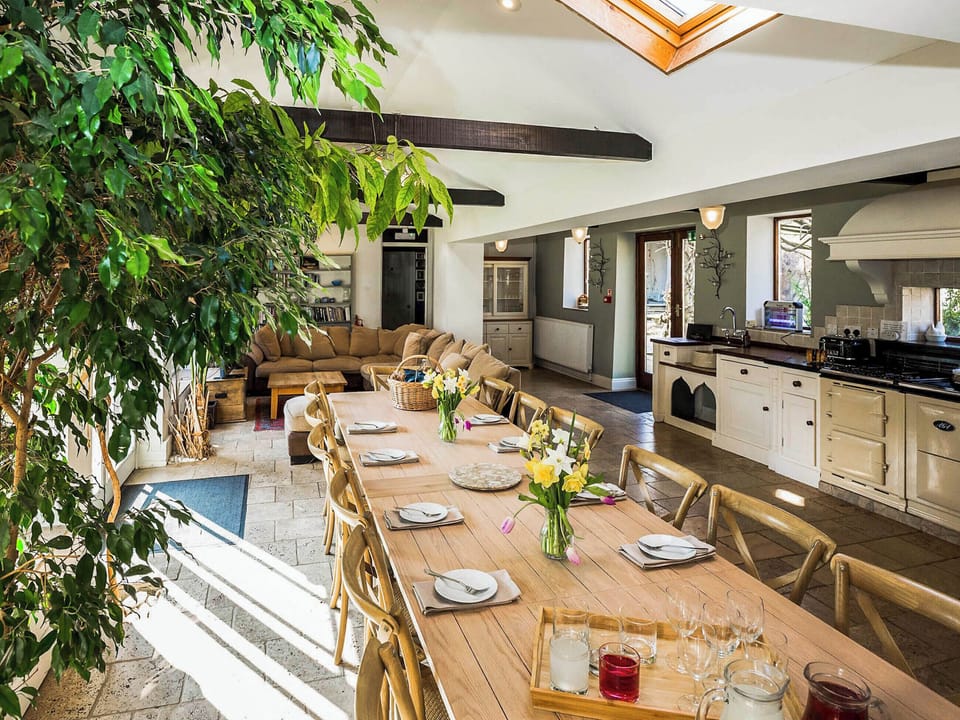 Large kitchen and dining area with Aga range | The Sedgeford Hall (Main Hall and Theatre) - Sedgeford Hall Estate , Sedgeford, near Hunstanton