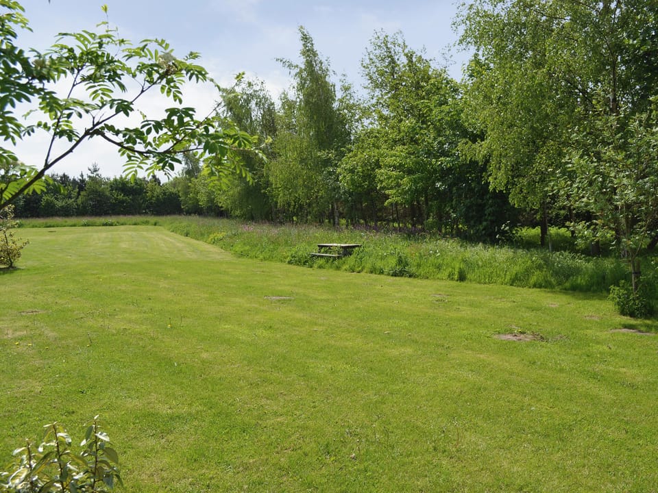 Large grassed area and picnic area | Pheasant Lodge - Mackinder Farms, Brayton, Selby