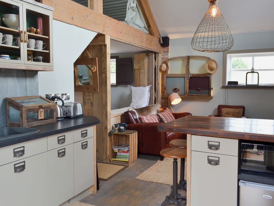 Open plan living/dining room/kitchen | The Cowshed - Cheshire Boutique Barns, Wrenbury, near Nantwich
