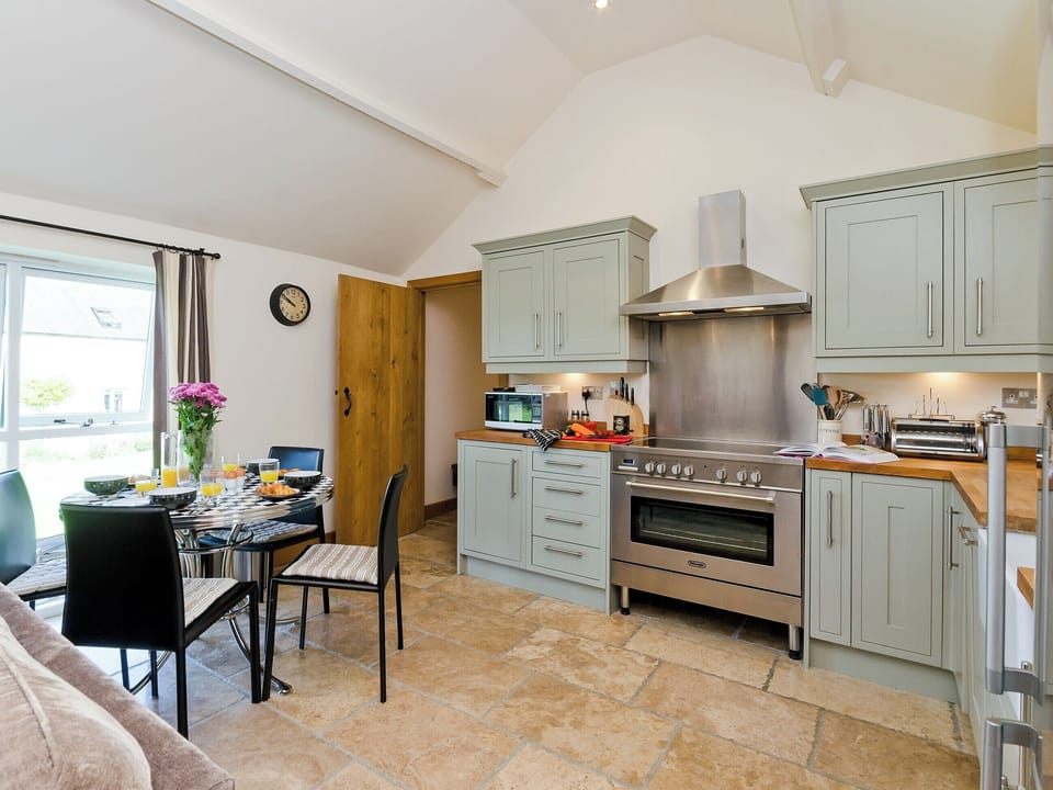 Open plan living space kitchen and dining area | Barn Owl Lodge - Millfields Farm, near Carsington