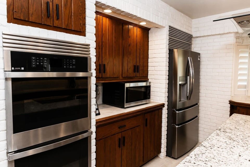 A fully equipped kitchen with everything you need to cook at home.