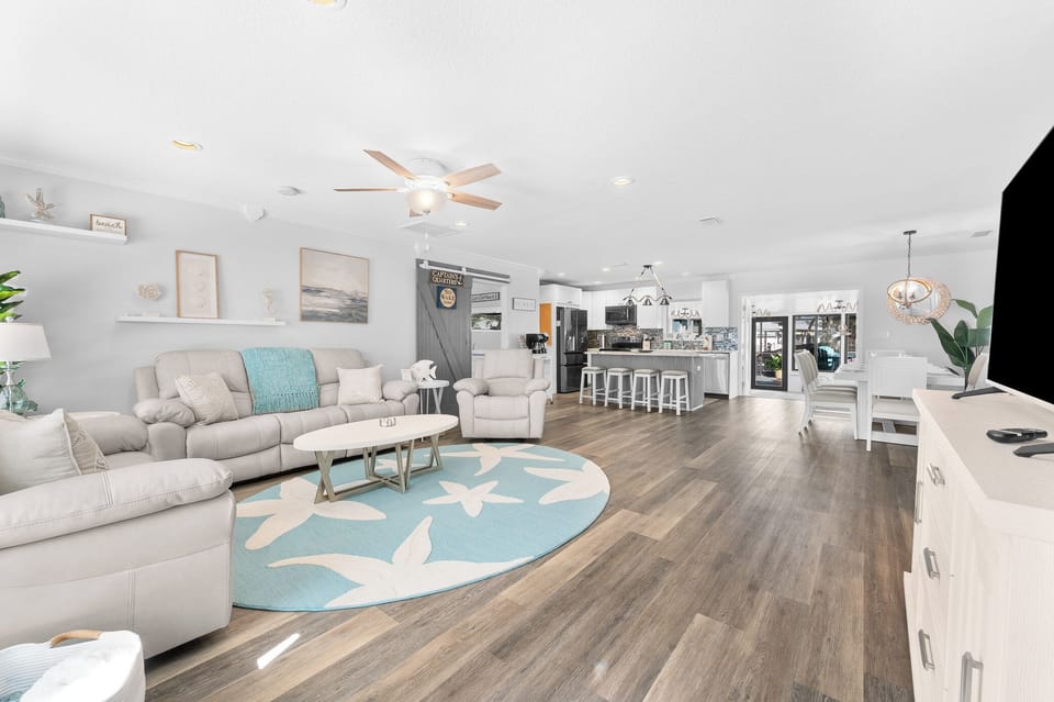 Spacious living area with cozy seating and open layout