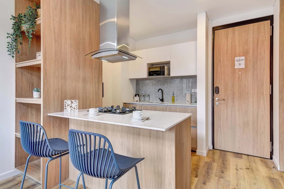 Open kitchen with modern bar