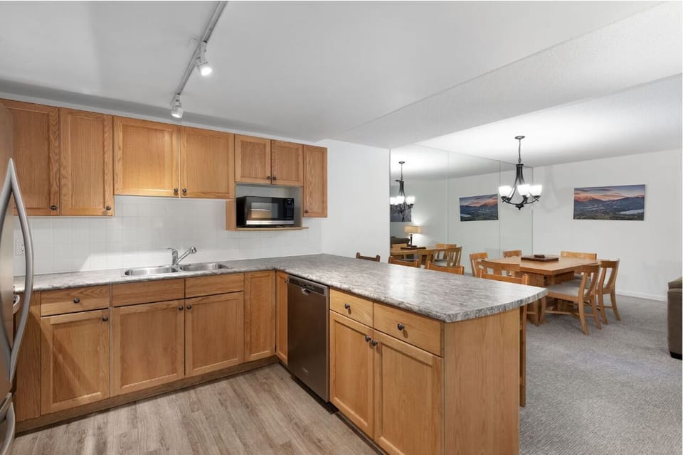 Cook comforting meals in the fully equipped, open kitchen.