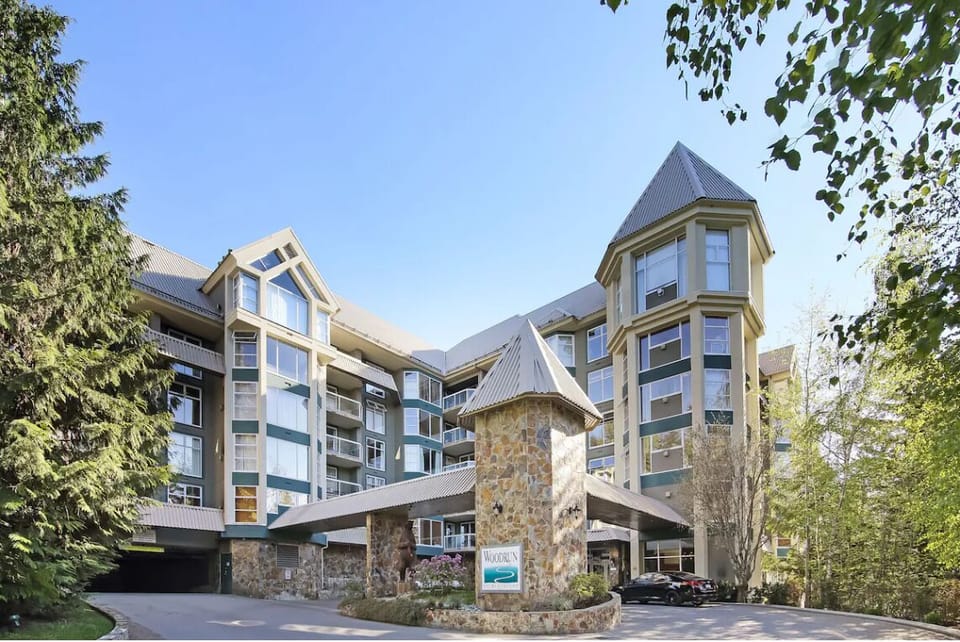Arrive in style at this grand mountain lodge entrance.