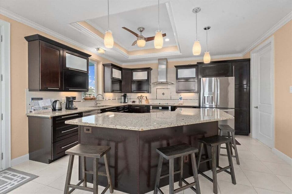 Fully equipped gourmet kitchen perfect for large groups and beach vacations.