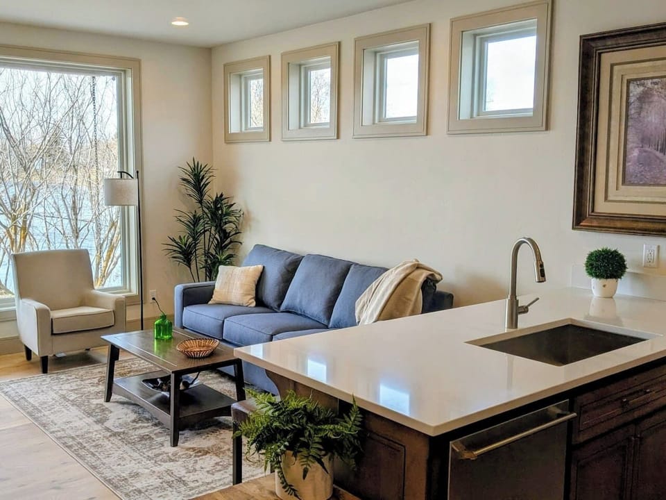 Spectacular river view from the living room.