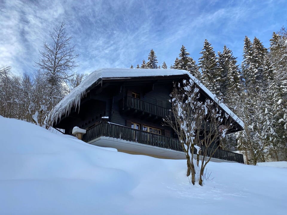 Sky, Building, Snow, Cloud, Tree, Plant, House, Slope, Wood, Cottage