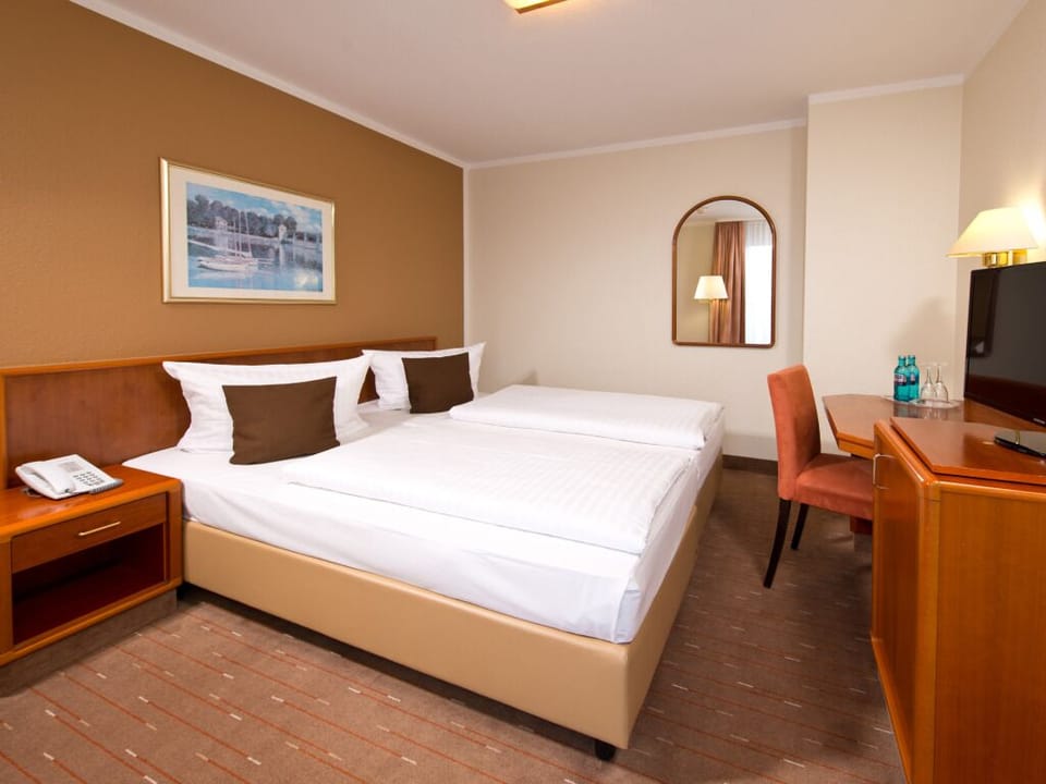 Stretch out on neatly made beds after a day out.