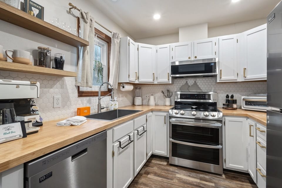 Whip up your favorite meals in this beautifully designed kitchen