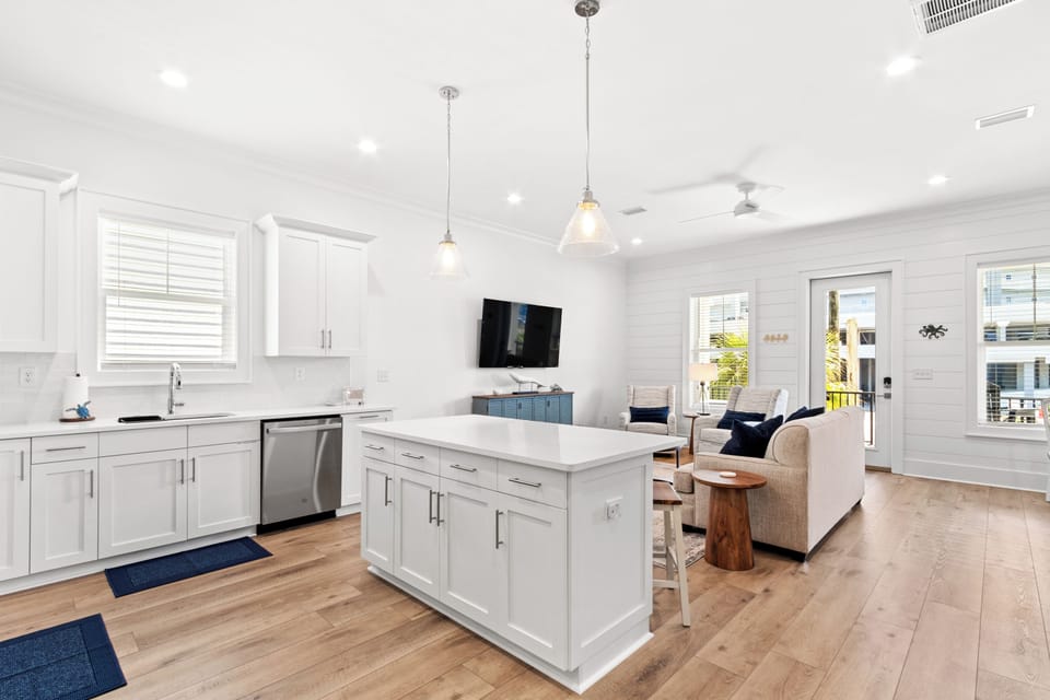 Modern kitchen with large island.