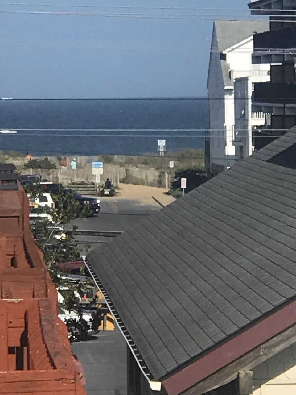 View of the beach from the top deck
