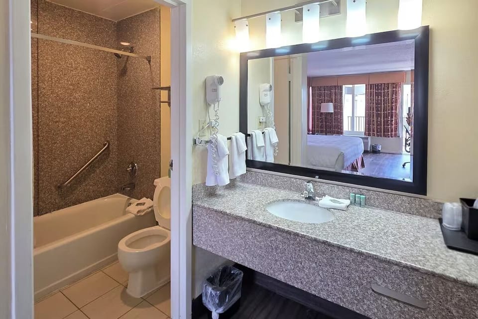 Refresh after adventures with a full bath and deep tub.