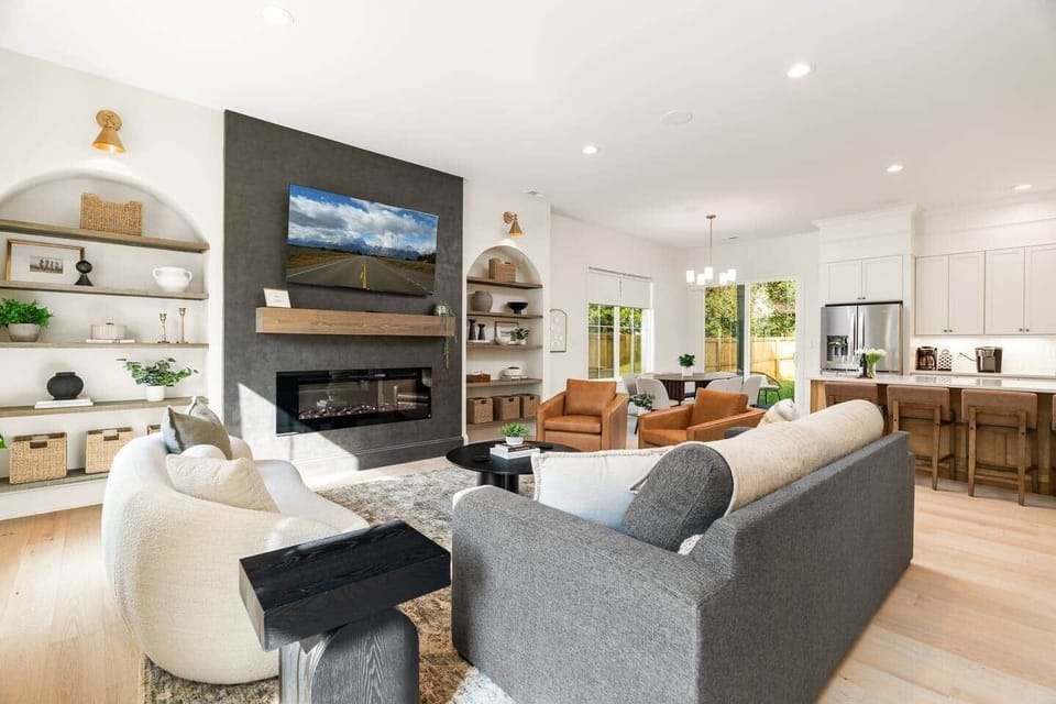 Gray couch converts to a queen sofa bed.