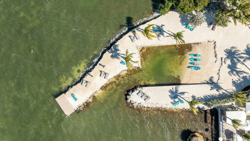 Aerial view of a private beach area