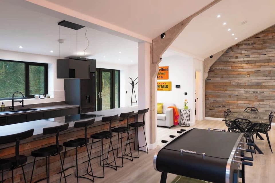 Clean kitchen space and entertainment